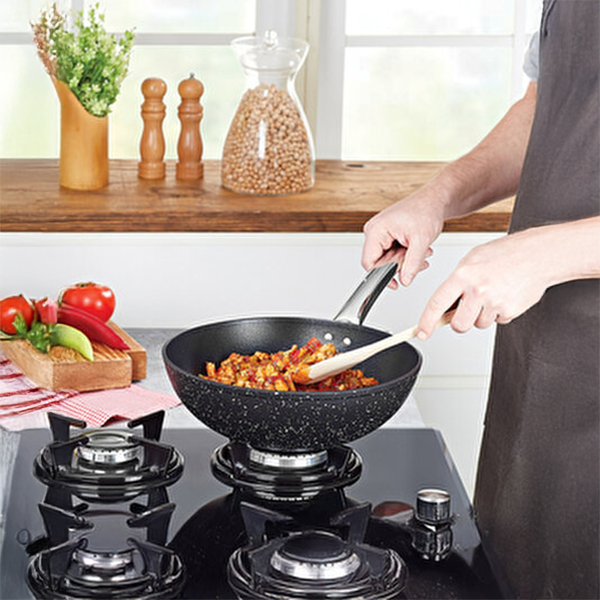 Bonetti Granite Wok Pan 28cm Non-Stick PFOA Free