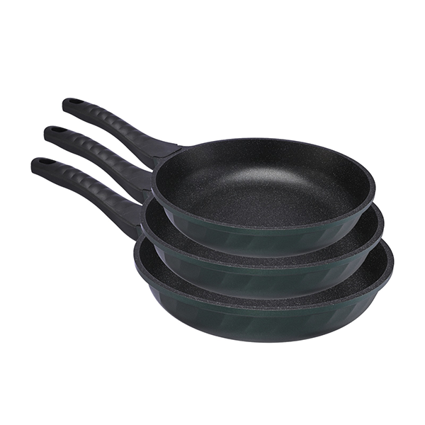 3-Piece Granite Frying Pan Set – 6mm Thick, PFOA Free