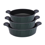 3-Piece Round Granite Tray Set with Handles – Oven Safe