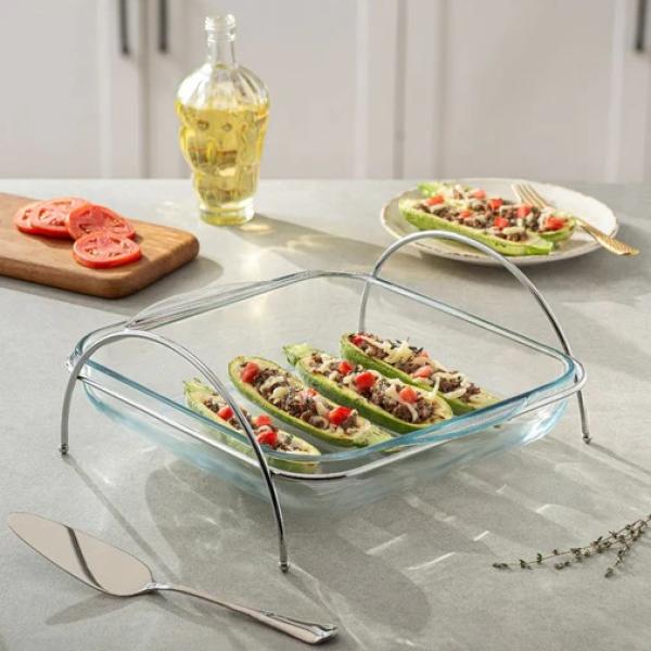 طاجن بايركس تركي مربع  مقاس 30x30 سم بالحامل