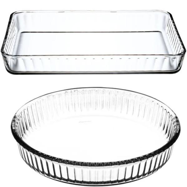 طقم تارت 2 قطعه مستطيل و مدور