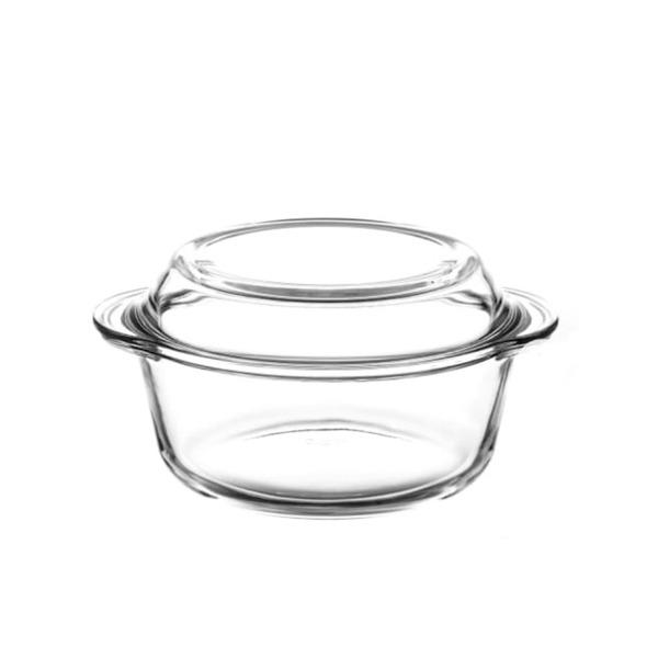 حله/طاجن زجاجي دائري باشاباشي بغطاء – قطر 22 سم | آمن للحرارة