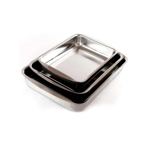 طقم فرن مستطيل ستانلس ستيل 3 قطع – ستندر 18/10 آمن للفرن