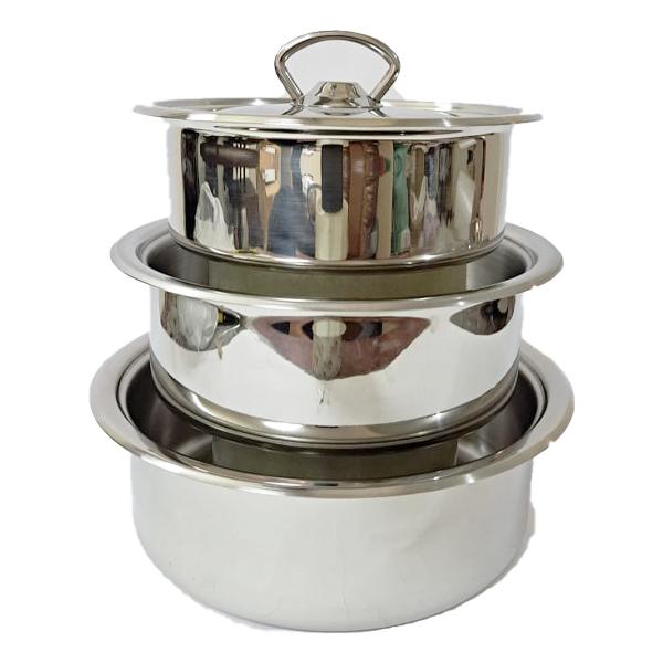 طقم حلل ثلاجة استانلس ستندر – 3 قطع إيطالي 18/10 (16/18/20سم)