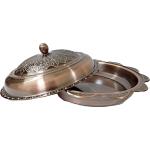 سرفيس تقديم ستانلس ستيل عربي 40 سم – لون نحاسي بغطاء زخرفي